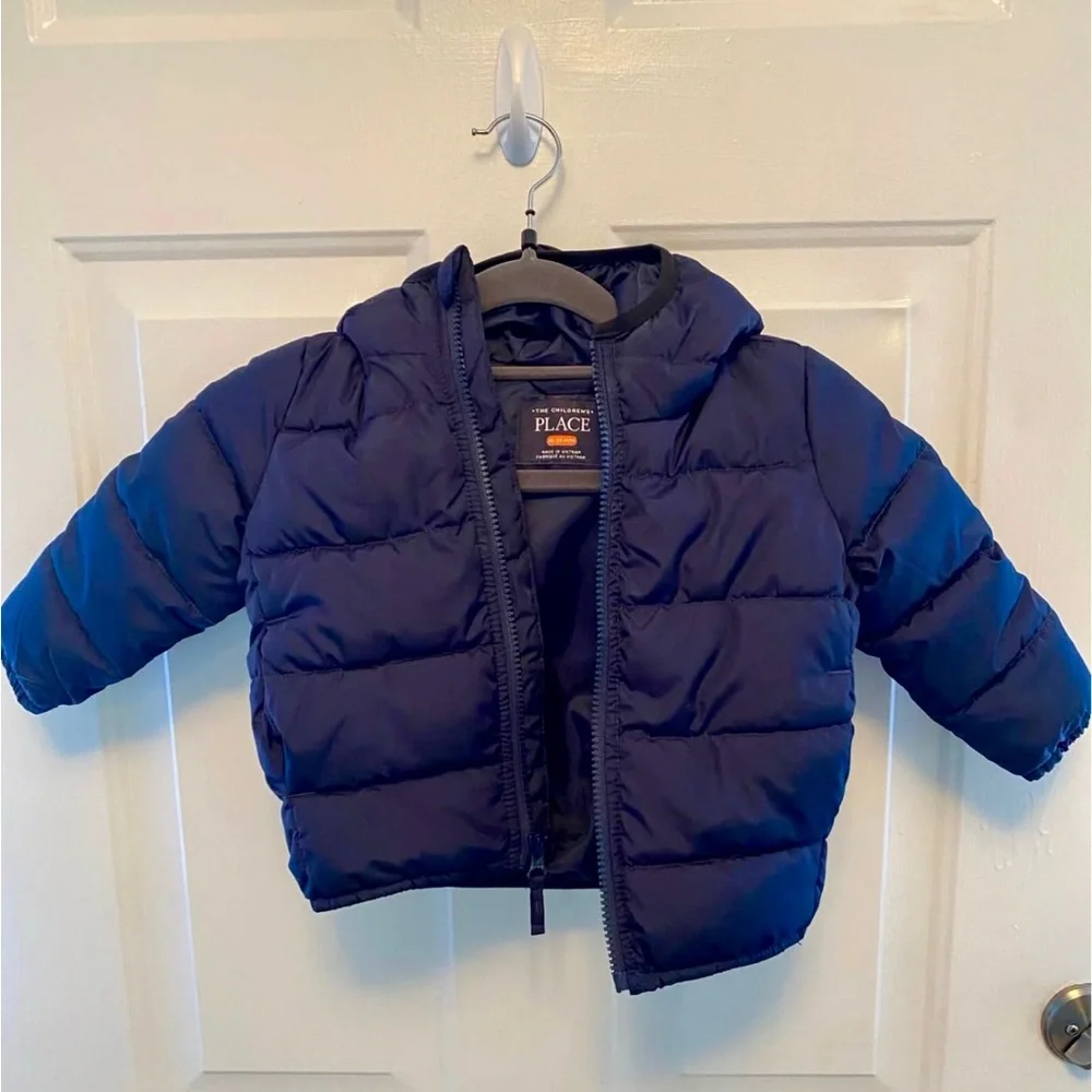 The Children’s Place Boys Blue Jacket 18–24M Zip Up Coat Toddler Had Hood